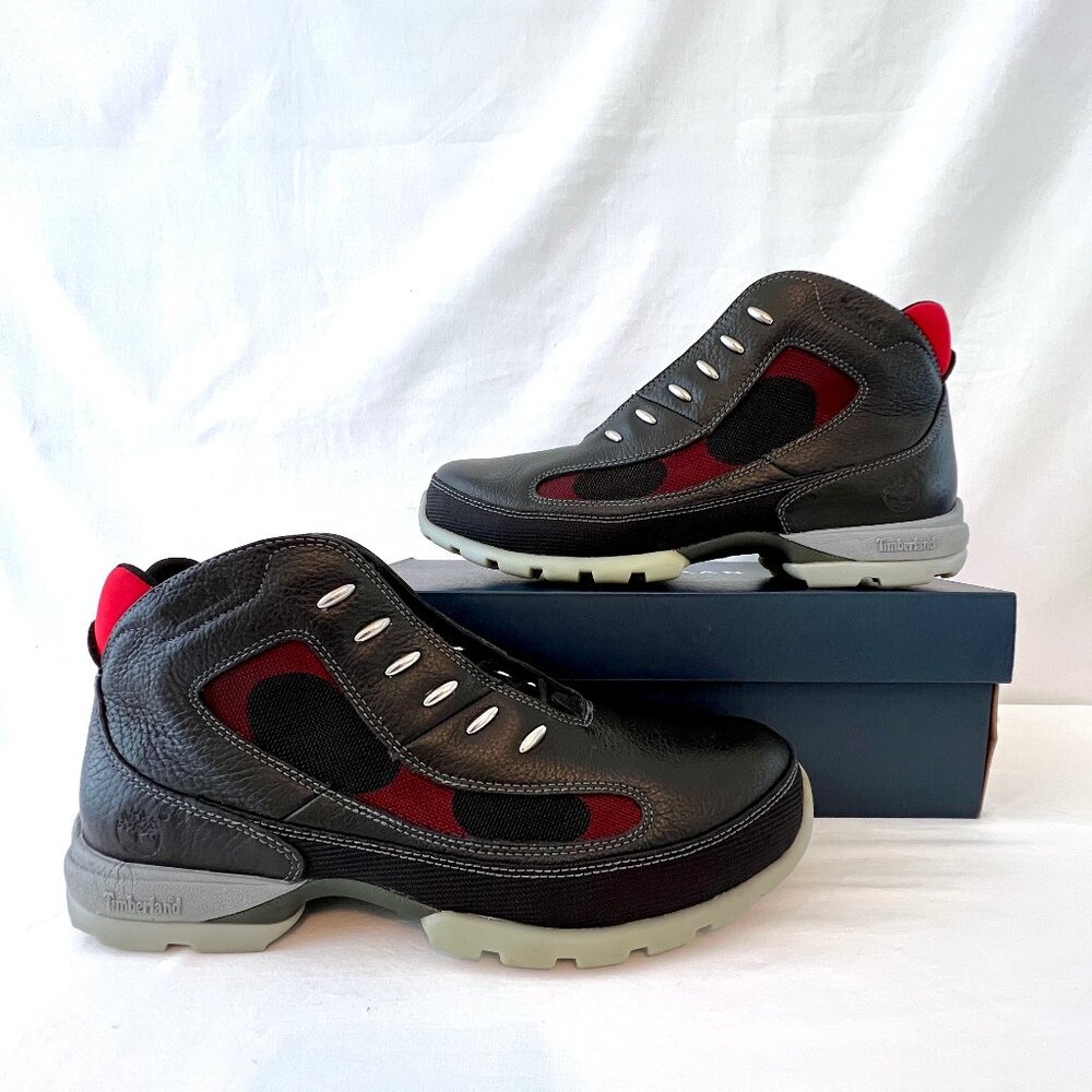 Timberland Boots Smart Comfort System, Black Leather with Red trim, Size 10.5